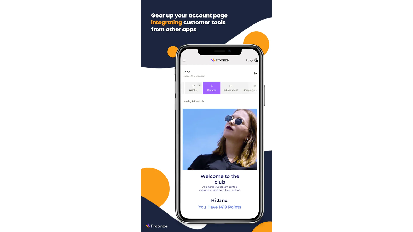 the image shows that you can gear up your account page integrating customer tools from other apps.