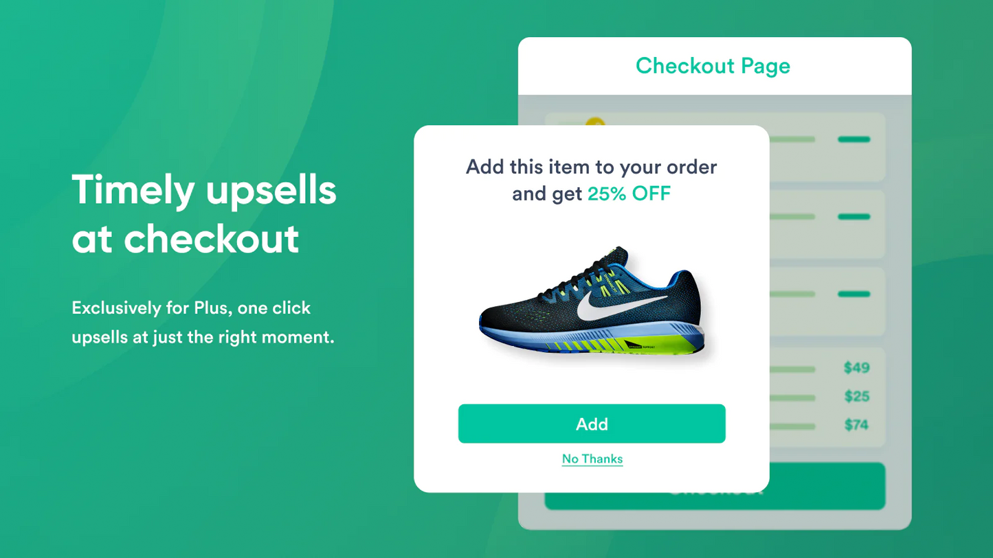 the image shows that you can timely upselss at checkout