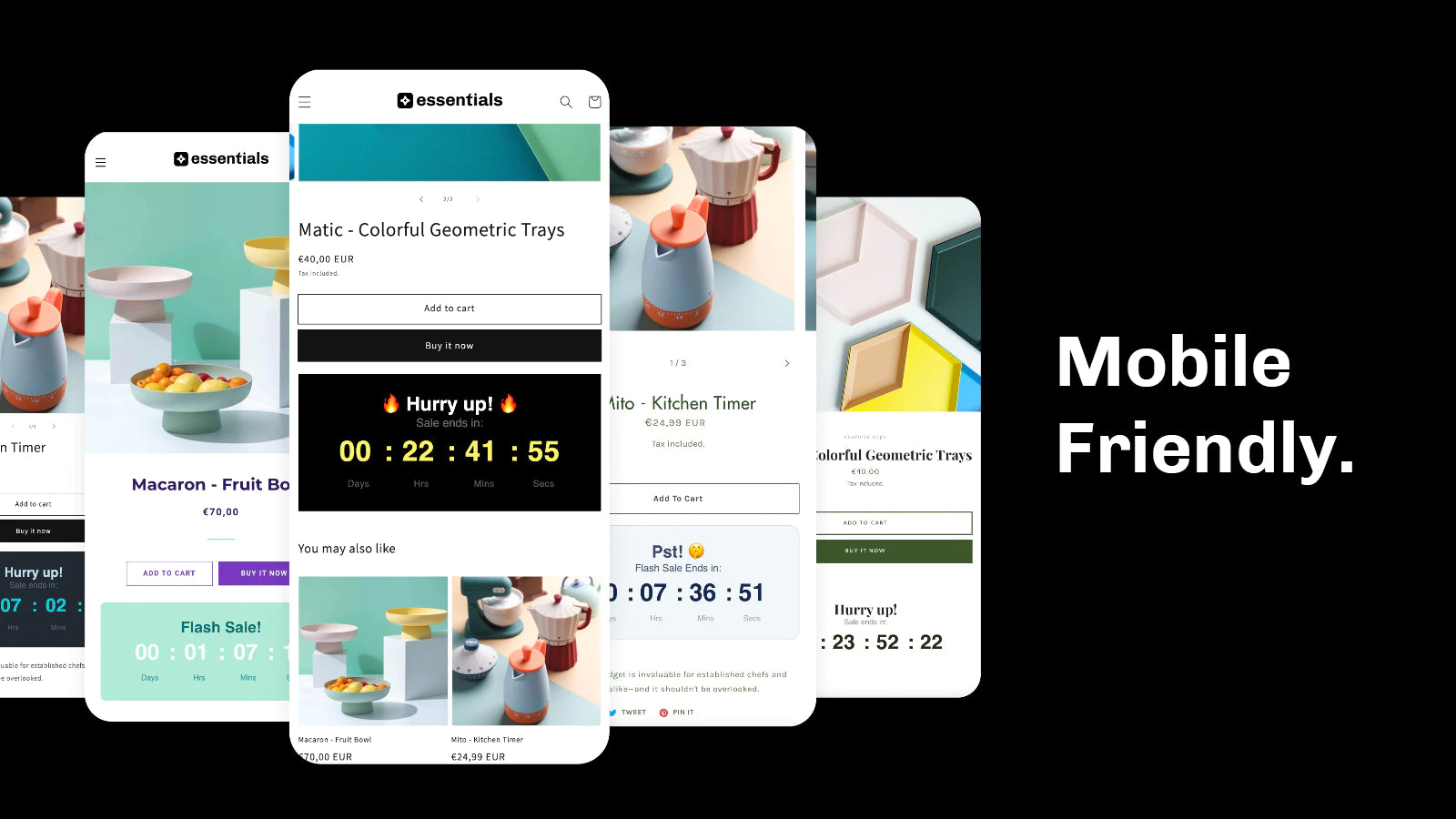 Essential Countdown Timer Bar mobile friendly with lots of designs