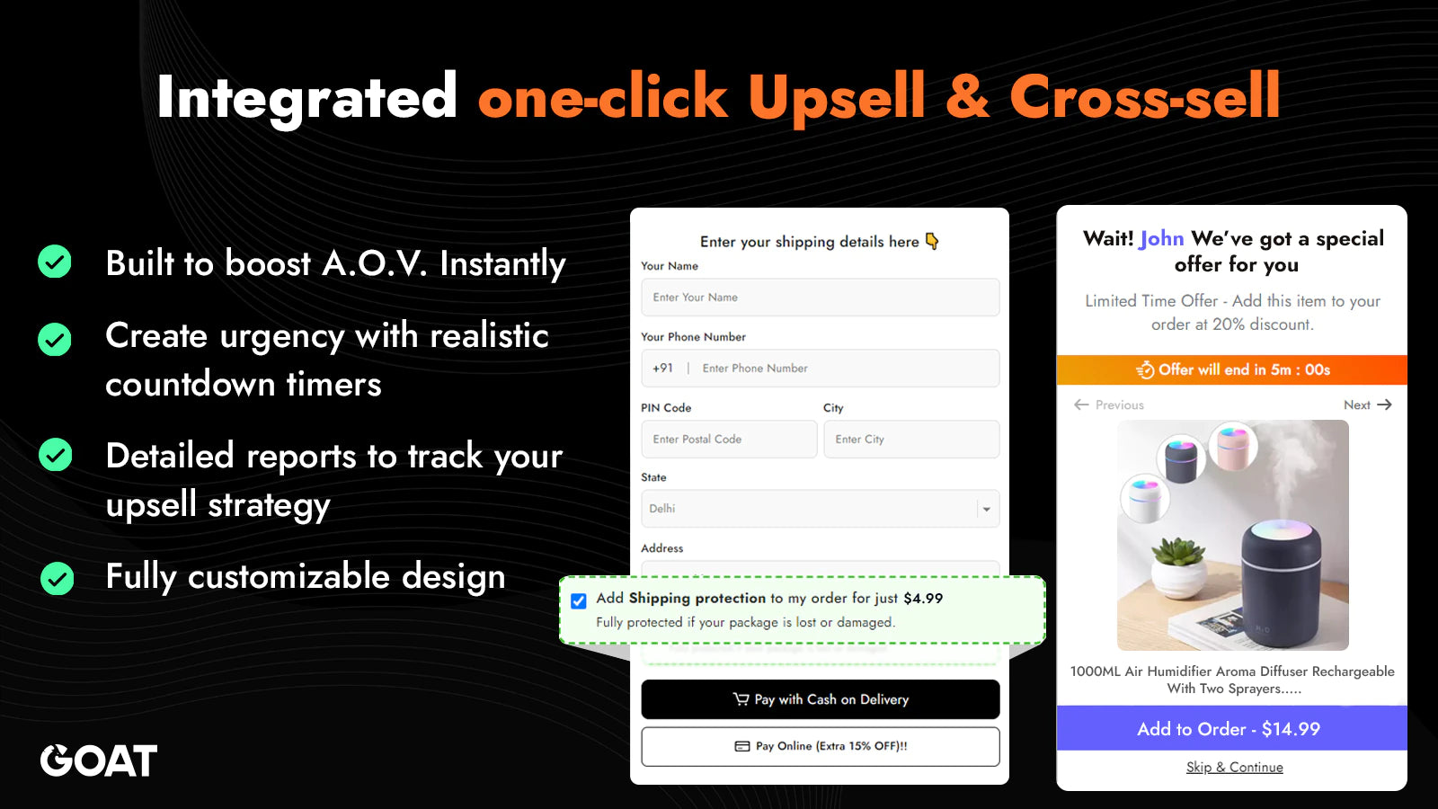 GOAT COD Forms & Upsell adding form details