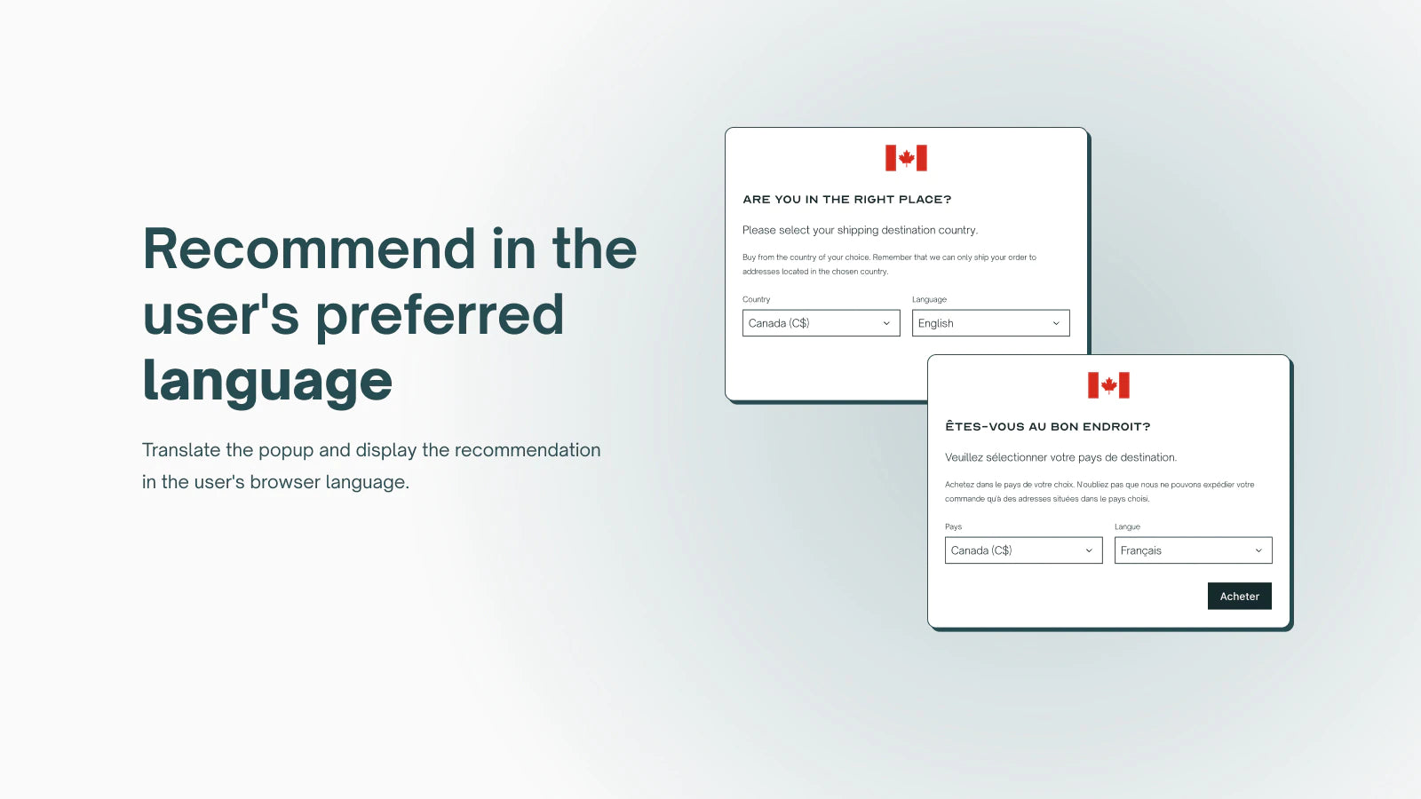 The image shows that you can recommned in the user's preferred language