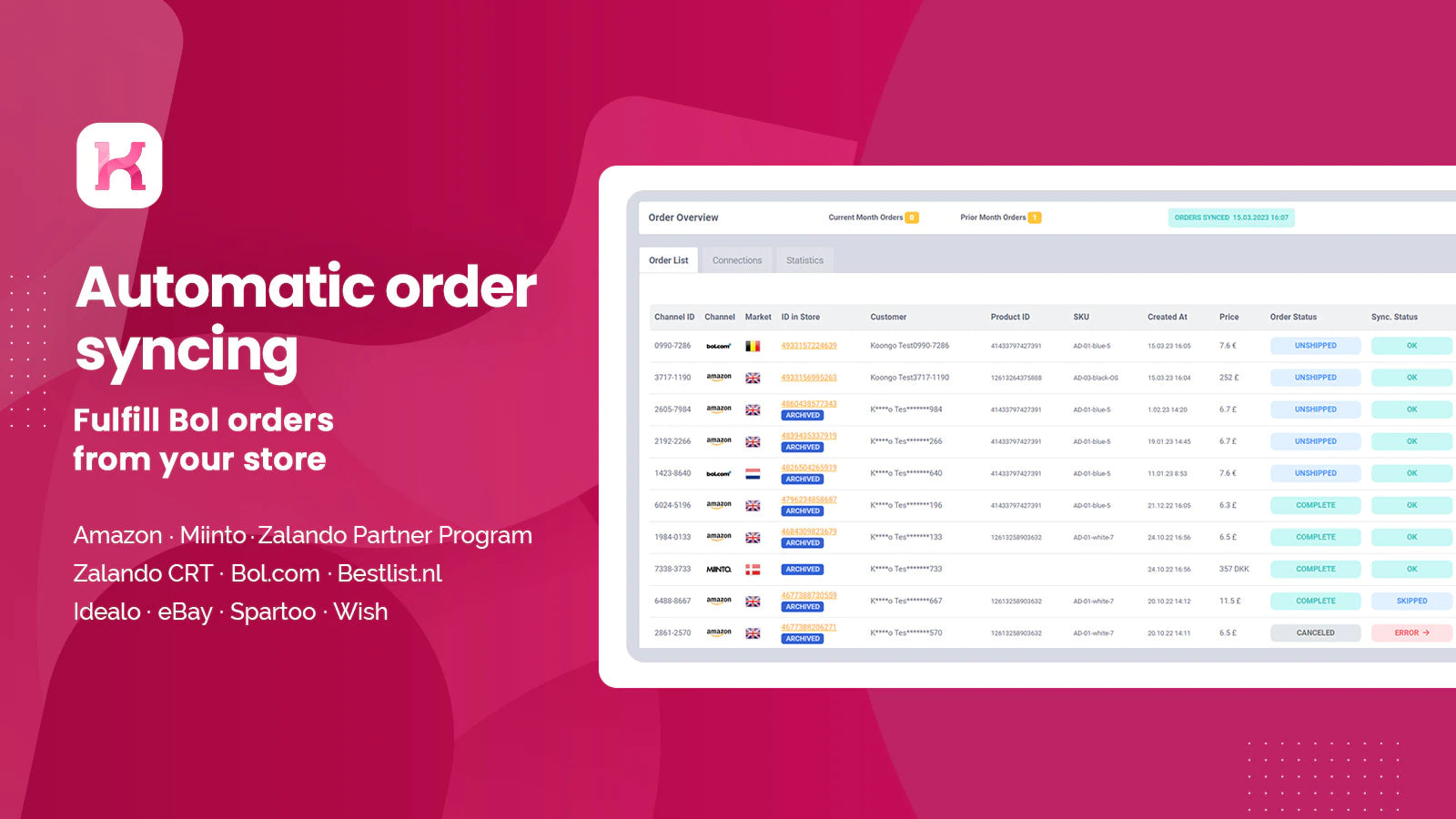 the image shows that you can automatic order syncing
