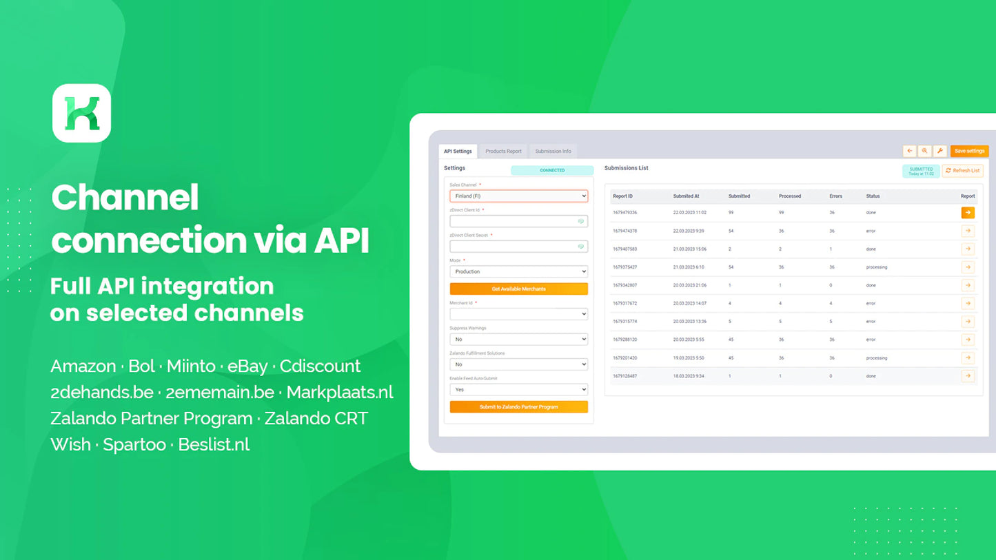 the image shows that you can use channel connection via API