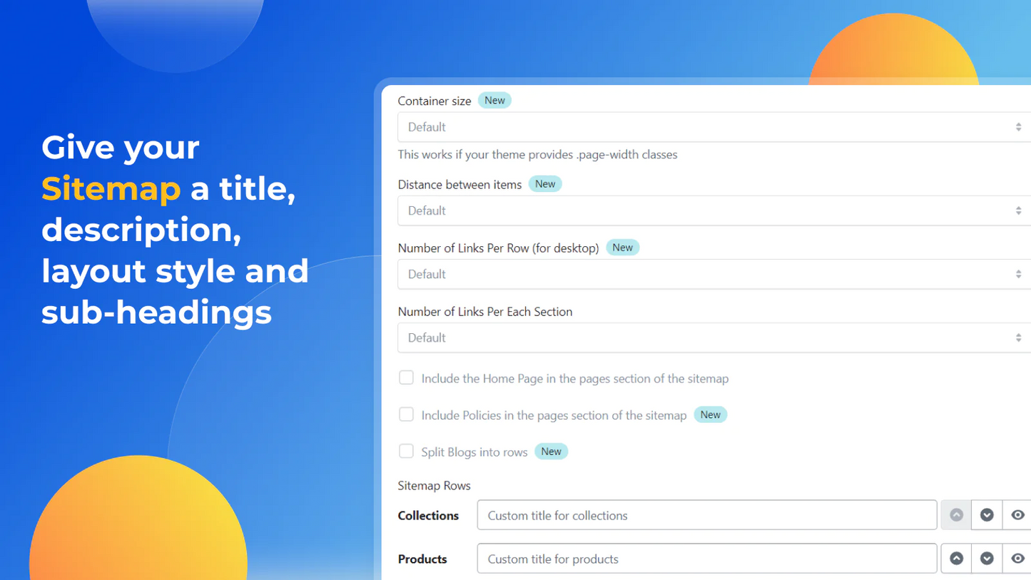 MAPIFY Sitemap Generator you can give your Sitemap a title, description, layout style, and sub-headings