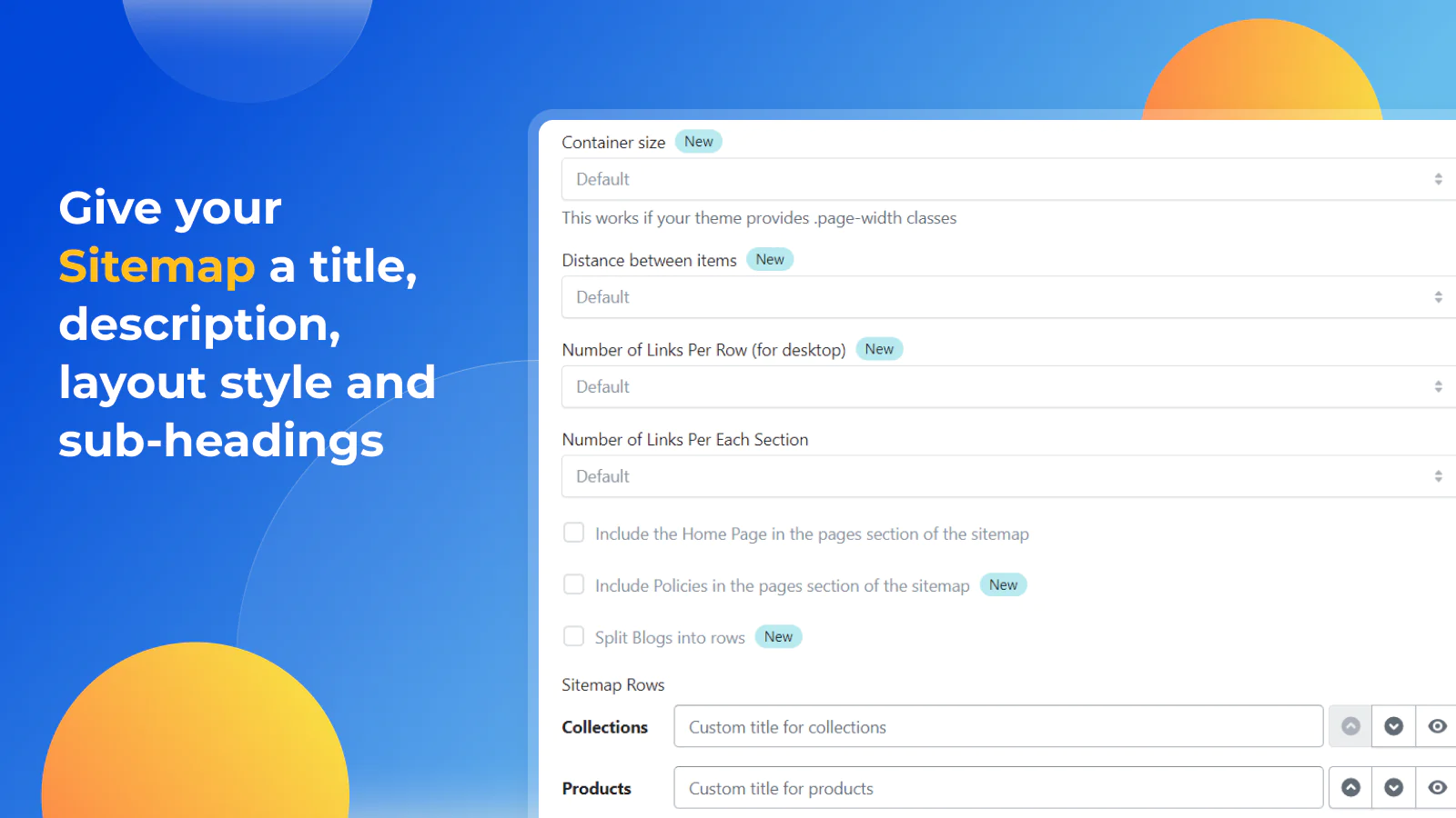 MAPIFY Sitemap Generator you can give your Sitemap a title, description, layout style, and sub-headings