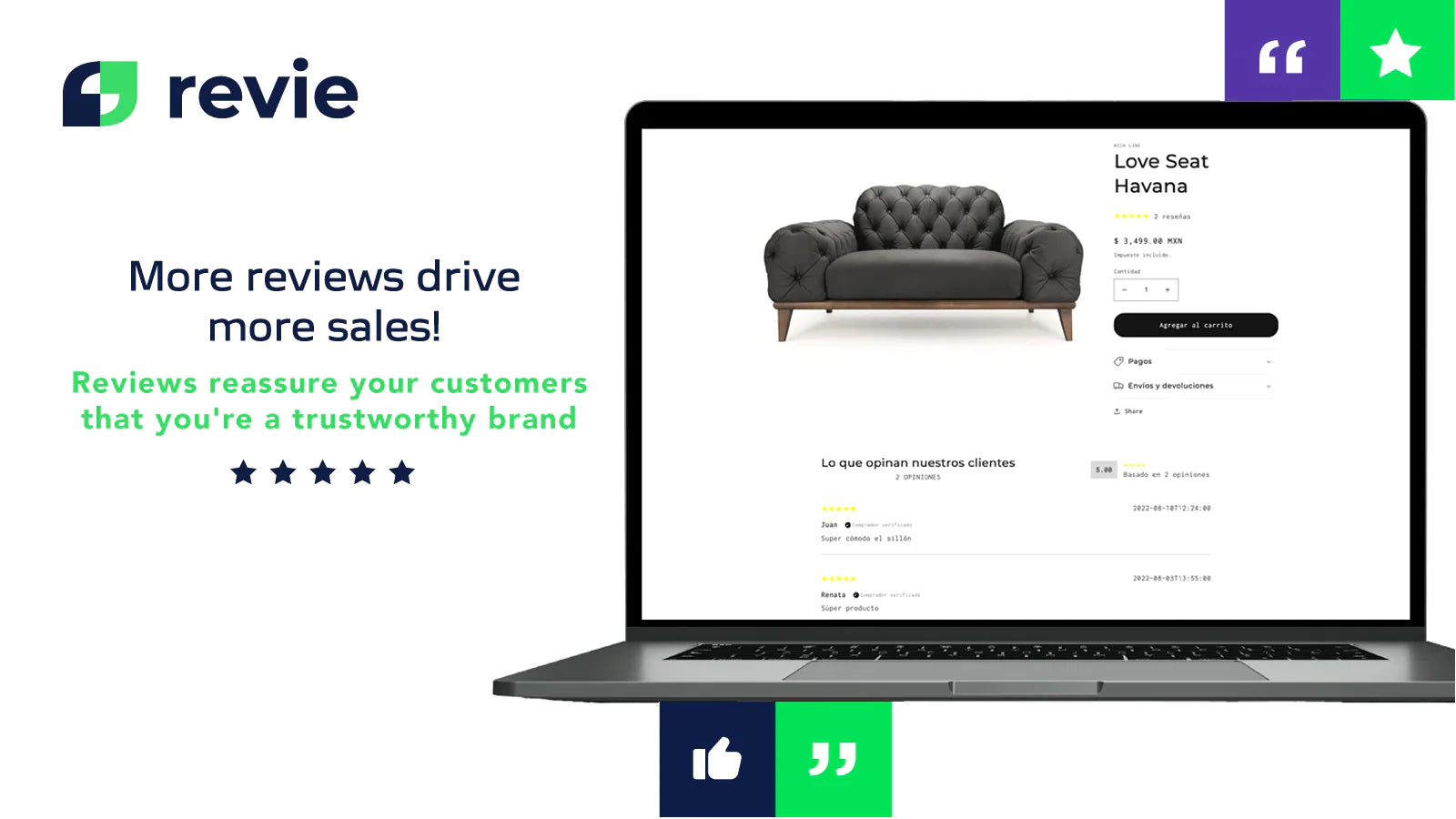 obtain more reviews analyze reviews AI sentiment keywords moderate publish reviews rate purchase