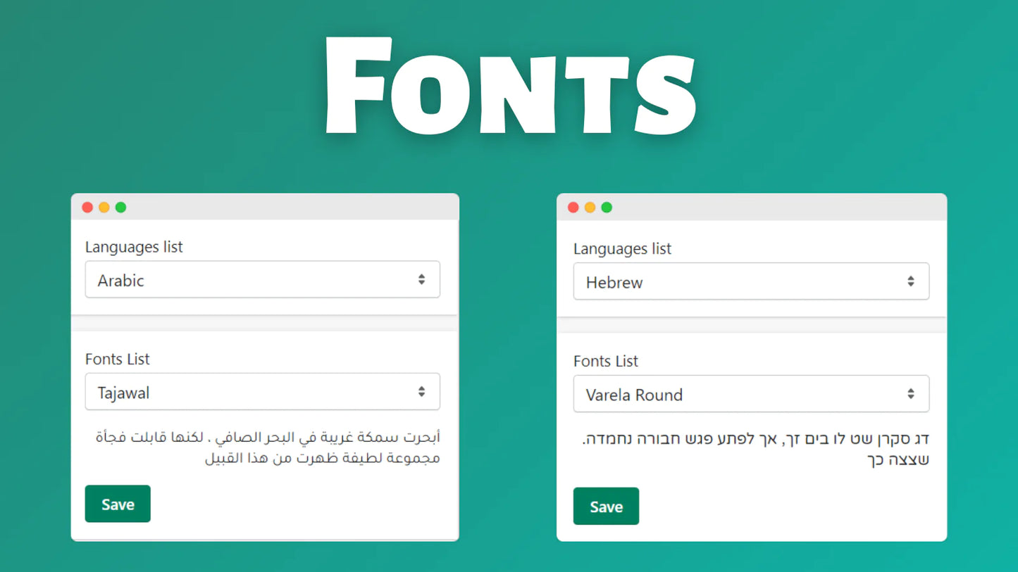 RTL Master available fonts