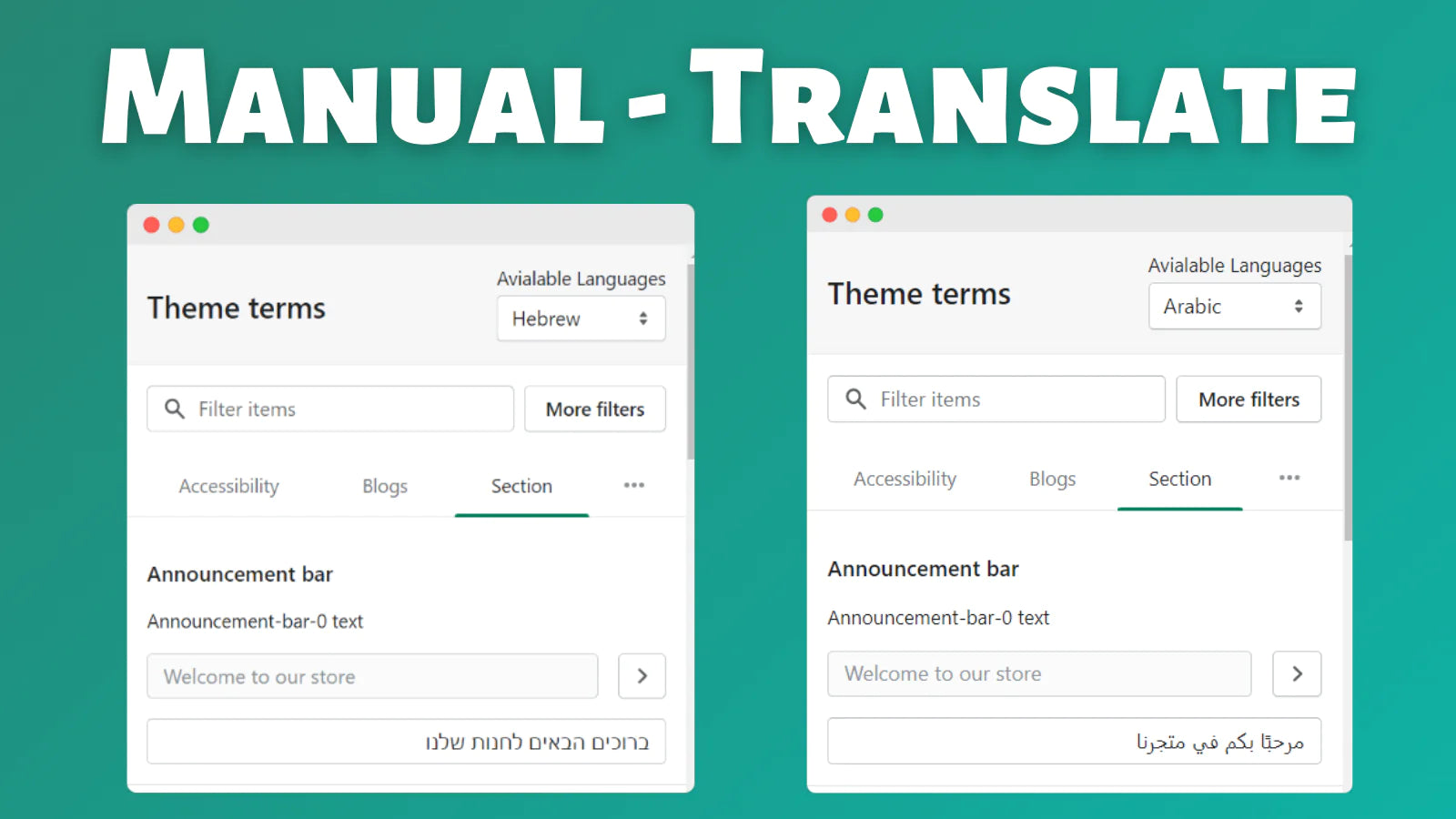 RTL Master manual translate settings