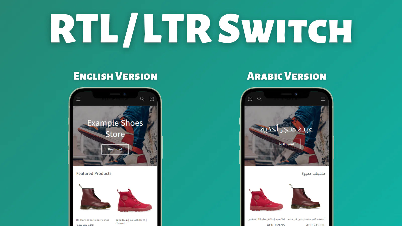RTL Master switch mode from english to arabic version