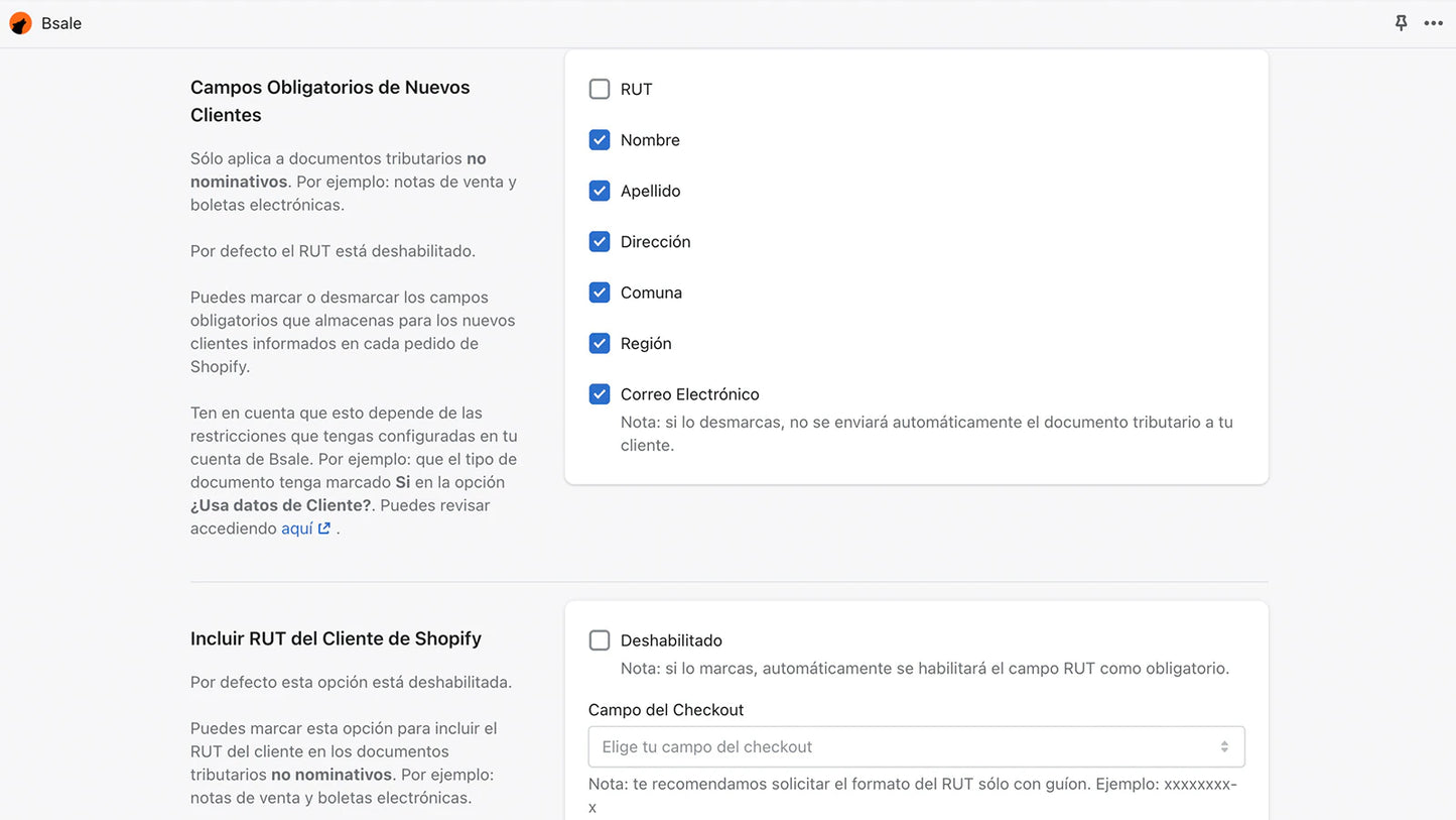 aplicación autoadministrable sincronizar stock  Shopify bodegas Bsale automatiza emisión