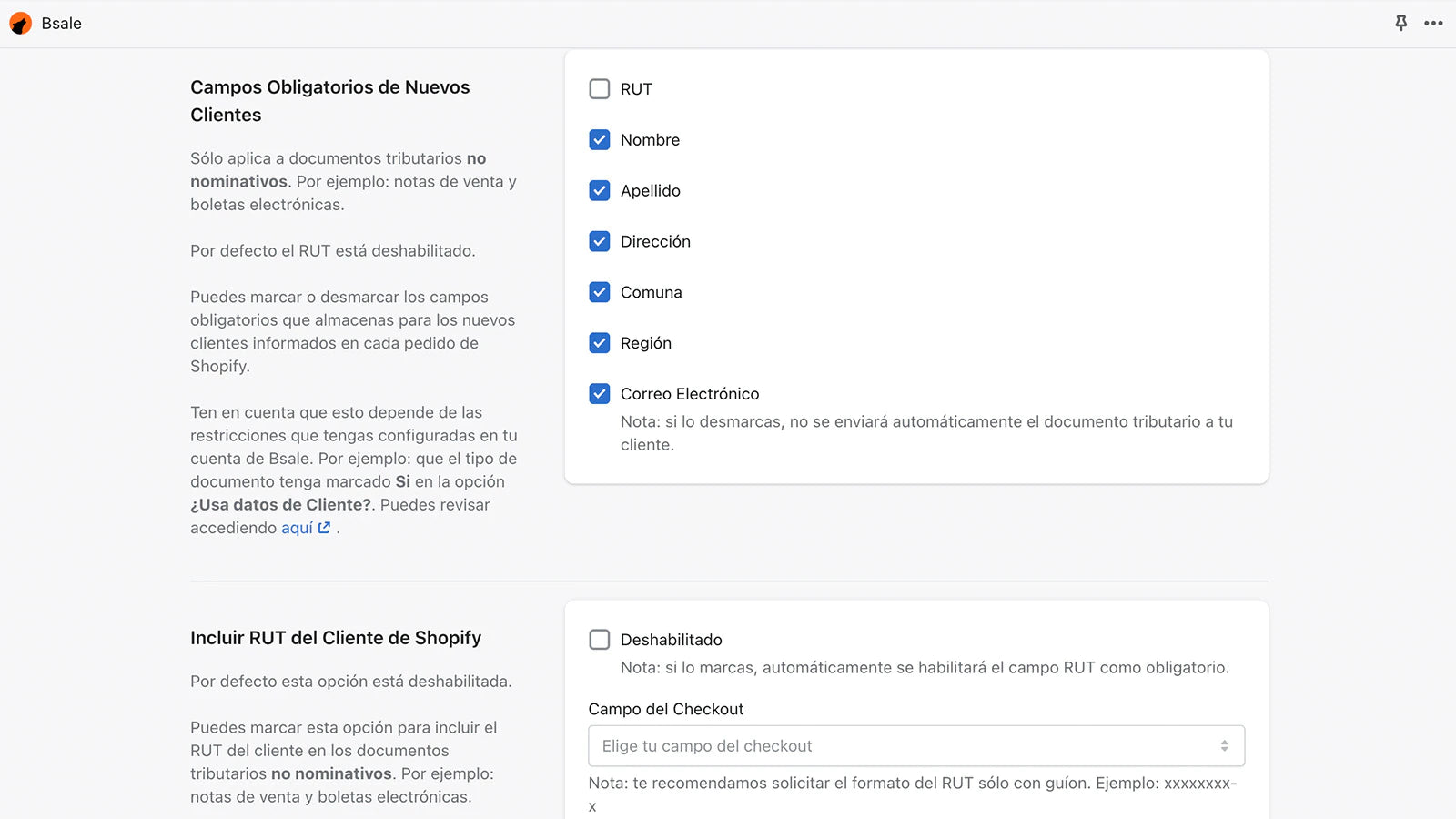aplicación autoadministrable sincronizar stock  Shopify bodegas Bsale automatiza emisión