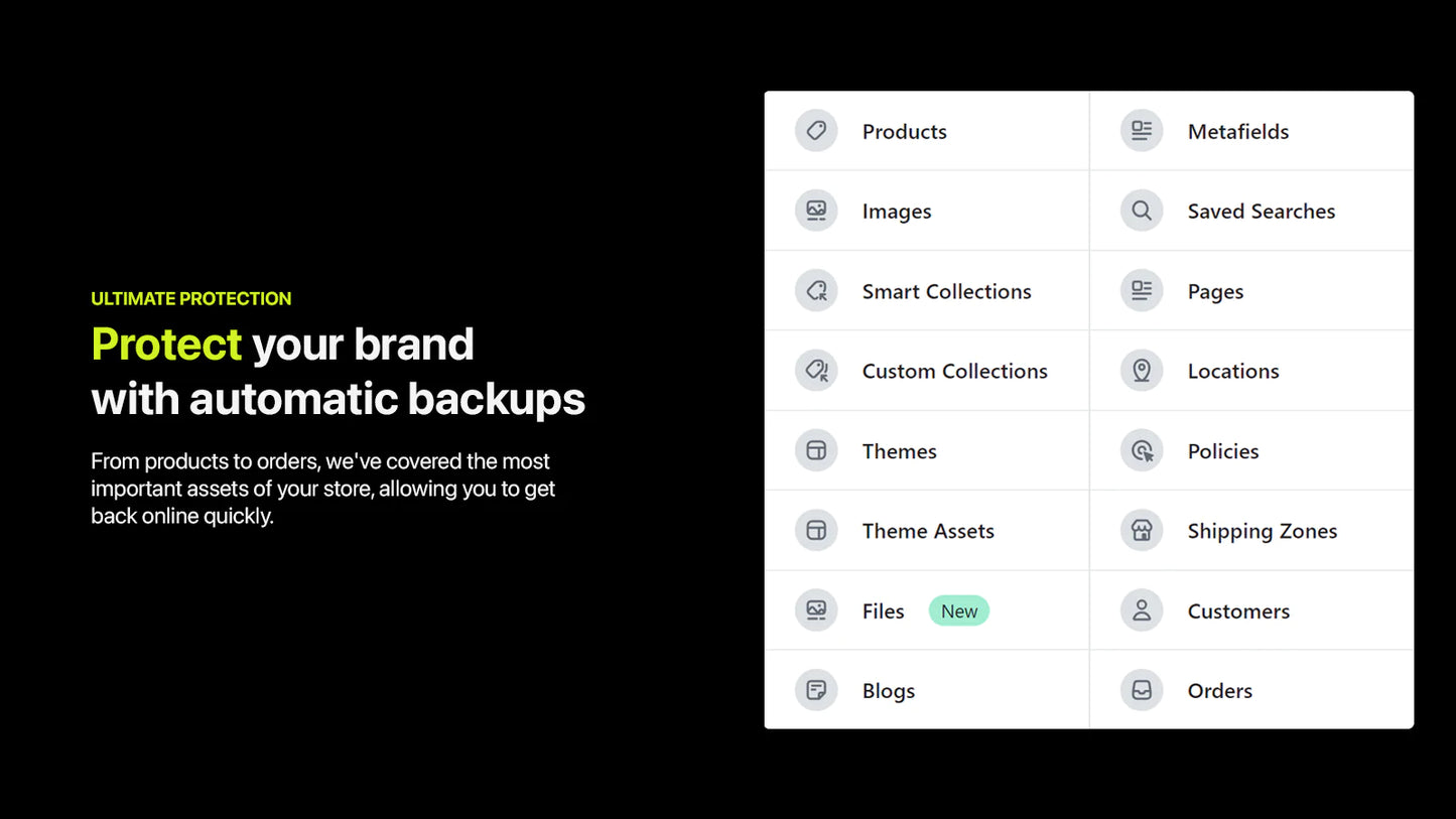 daily backups products themes orders automatic cloud backups user-friendly