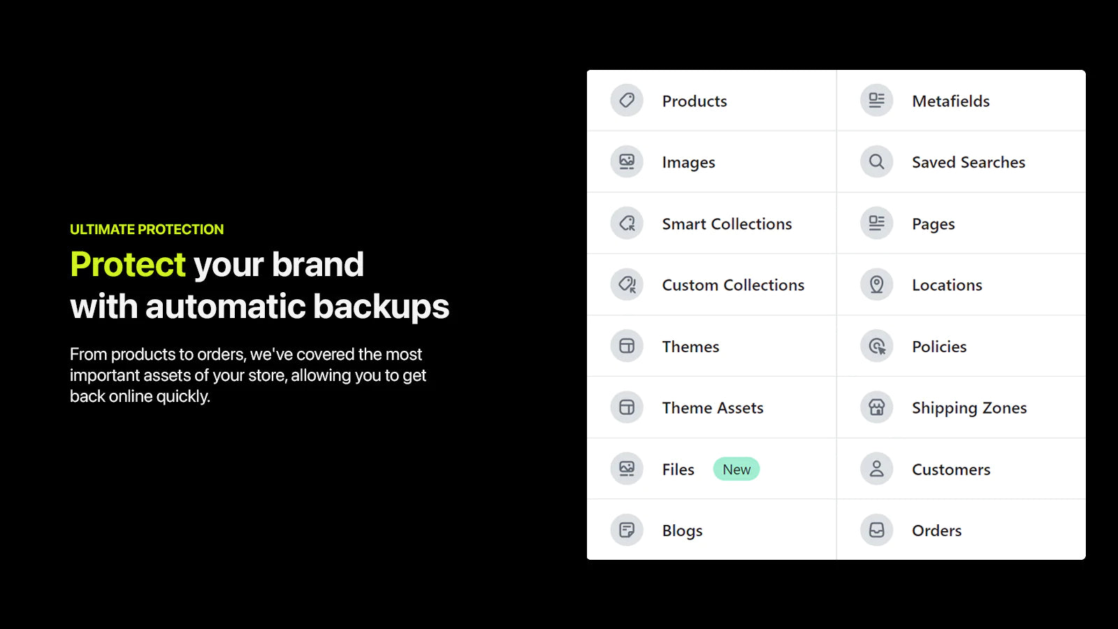 daily backups products themes orders automatic cloud backups user-friendly