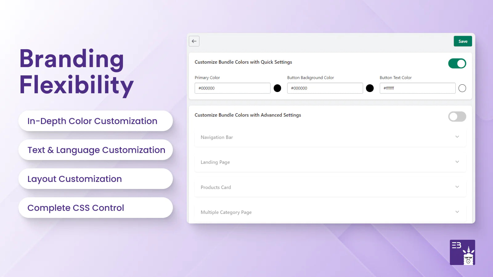 Customizable UI bundles store consistent branding Product bundle features Build a box Custom