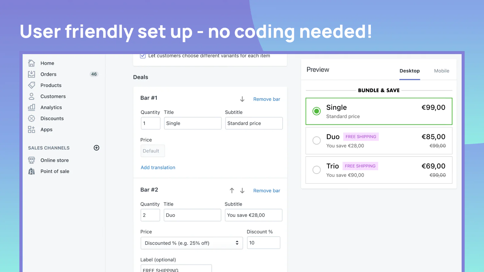 create bundles product page boost sales track extra revenue main dashboard