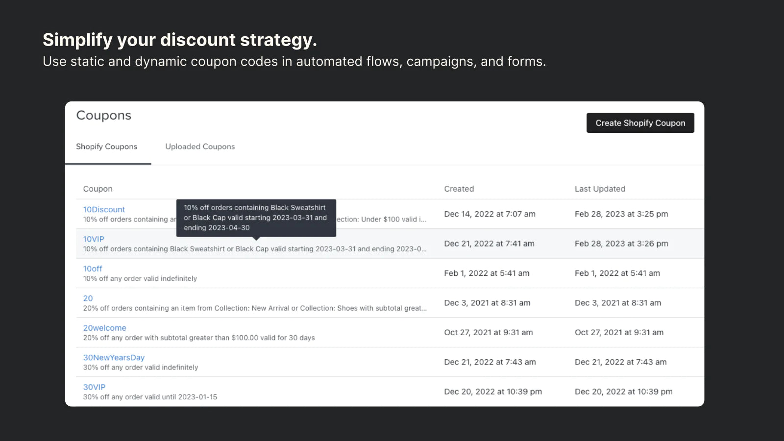 activity tags catalog coupon codes segments triggers historical real-time data omnichannel