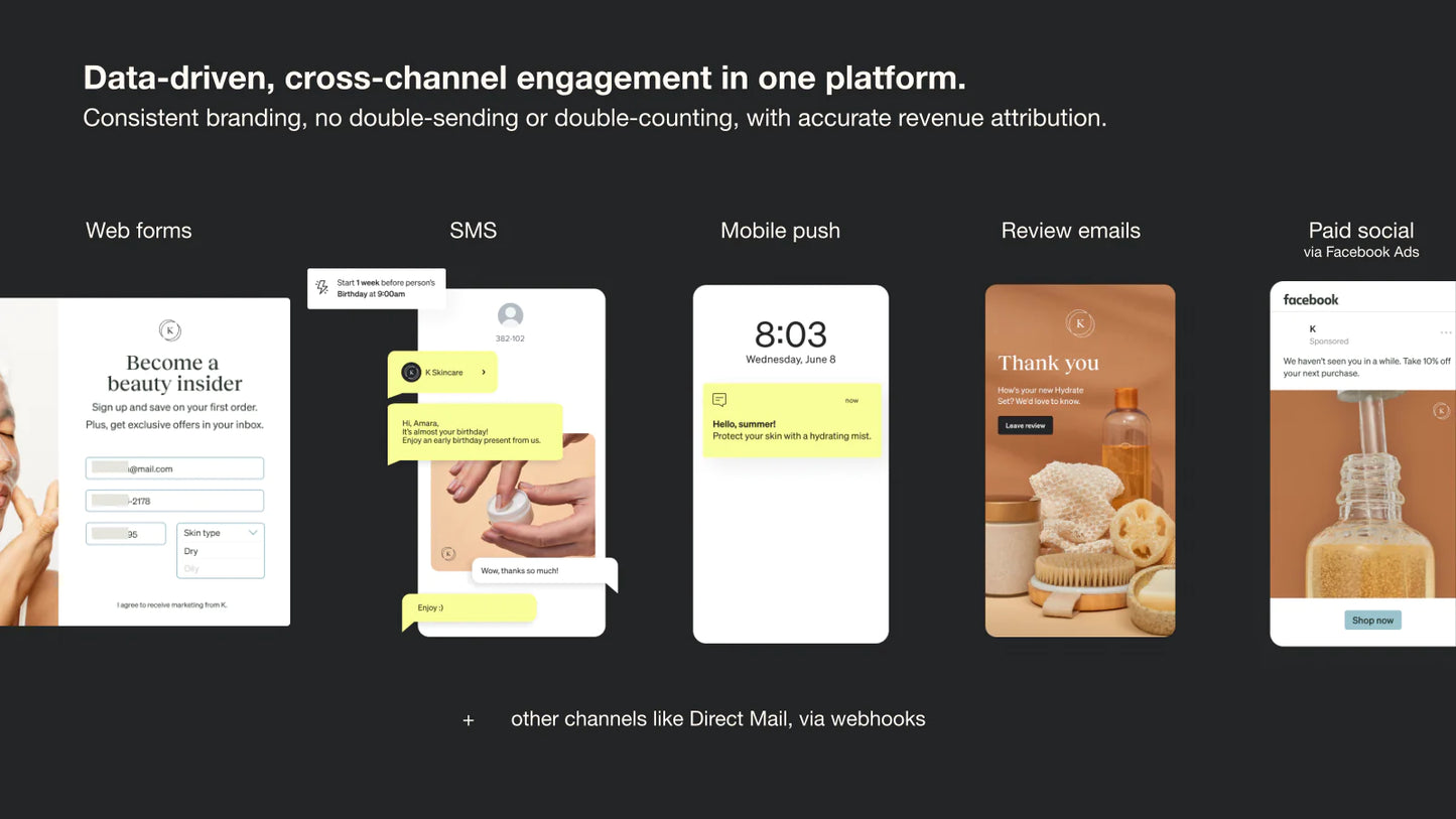 SMS real-time revenue data automation campaign segment channel Email marketing features