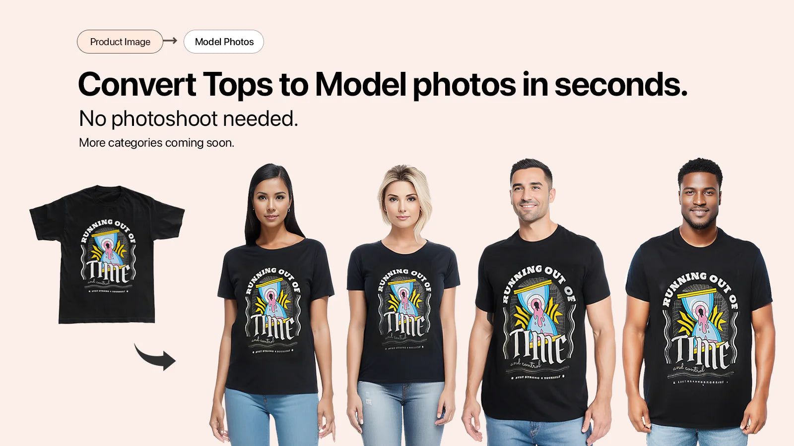 fashion models model swap transform t-shirt photos models generate faces cropped images boost SEO