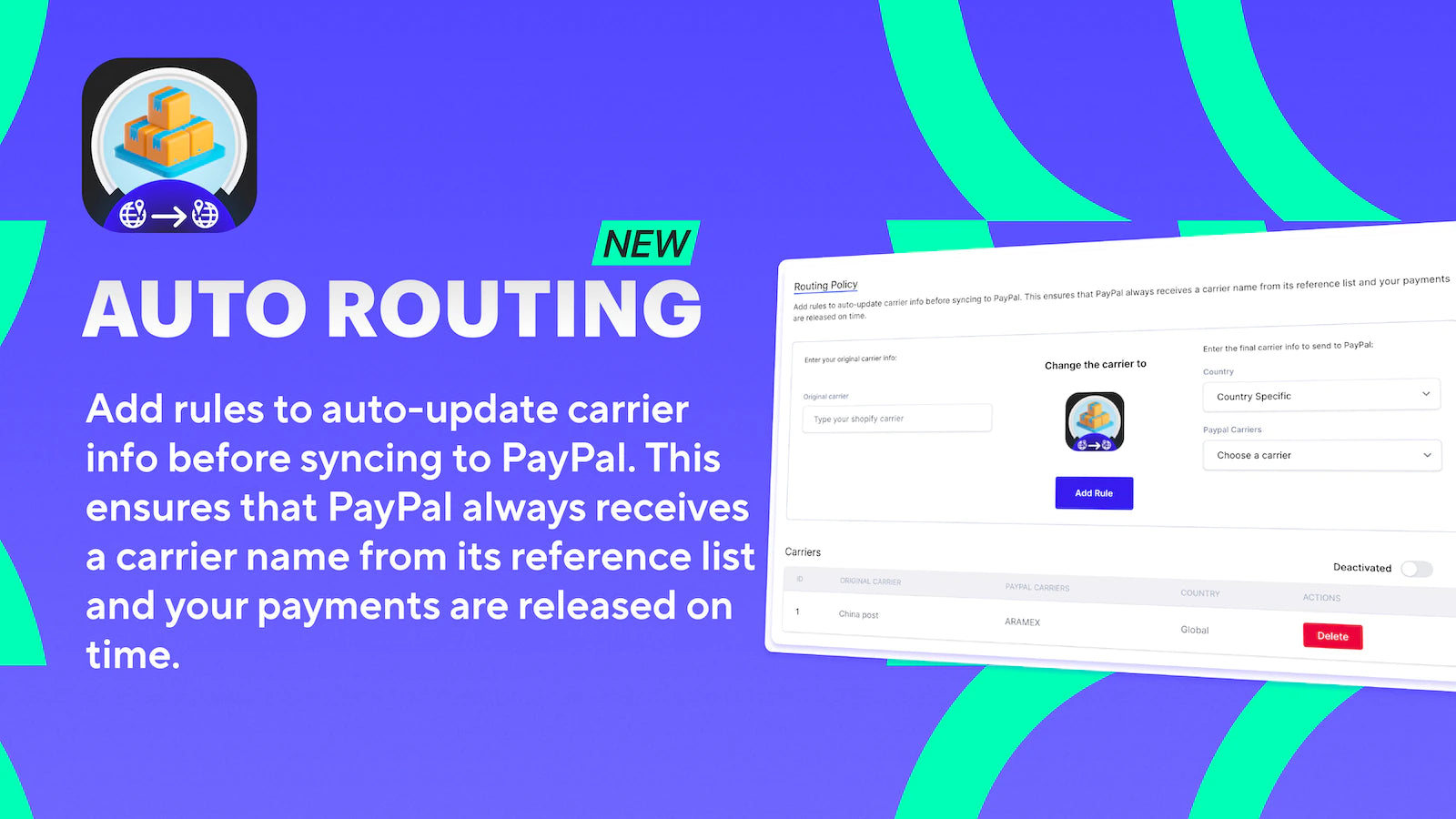 PayPal hold auto route carrier name PayPal carriers
