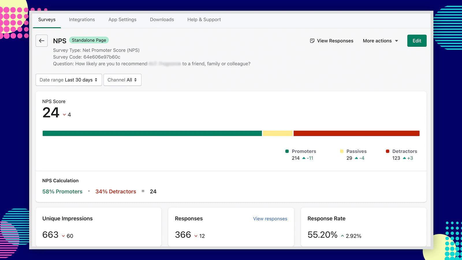 fully customizable surveys no Grapevine branding