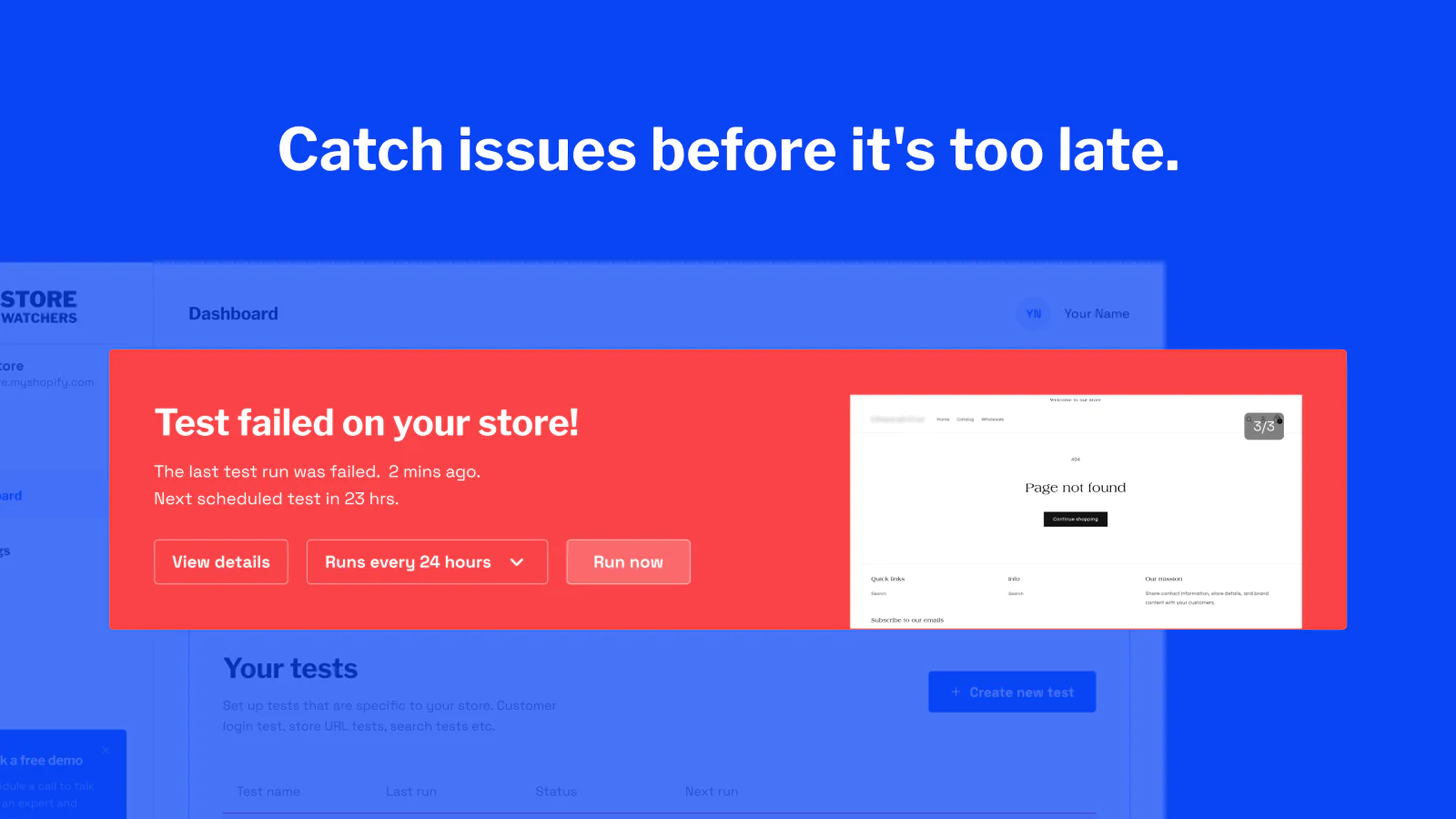 merchants custom tests browser extension pre-built tests centralized dashboard error tracking issue