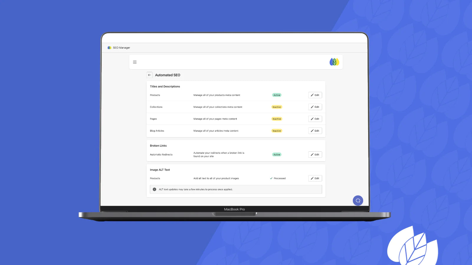 optimize store real-time performance scan page load speed domain rating automate title description