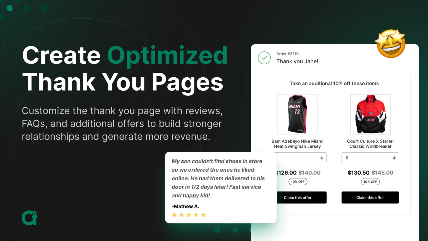 the image shows that you can create optimized thank you pages