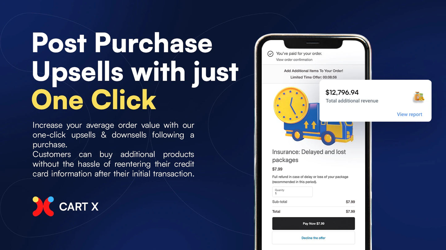 Cart X ‑ Post Purchase Upsell post purchase setup page