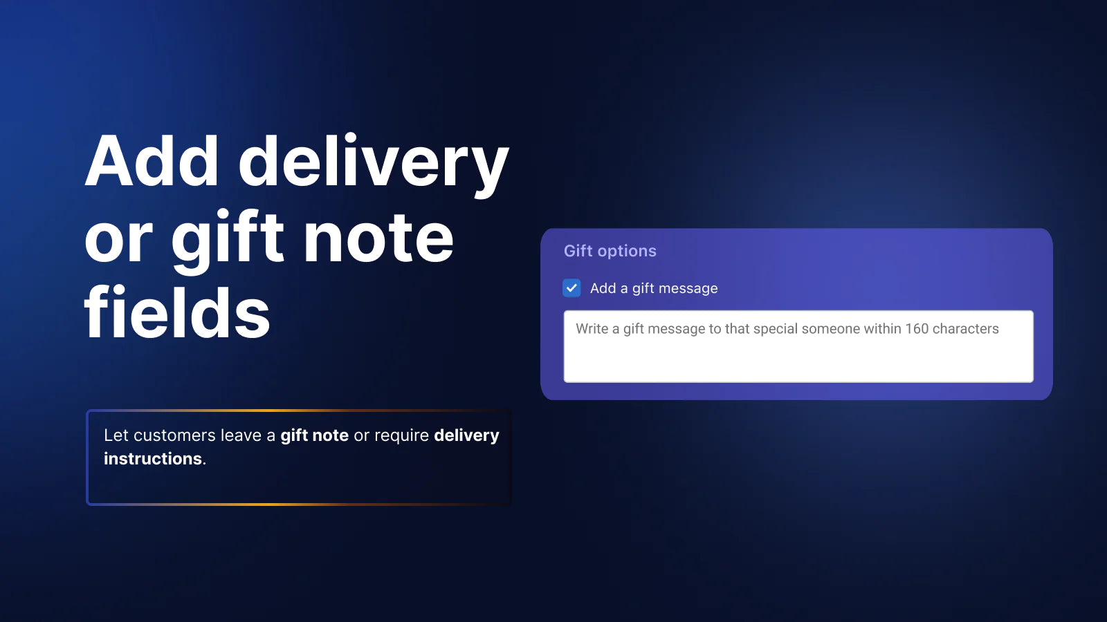 The image shows that you can add a delivery or gift note.