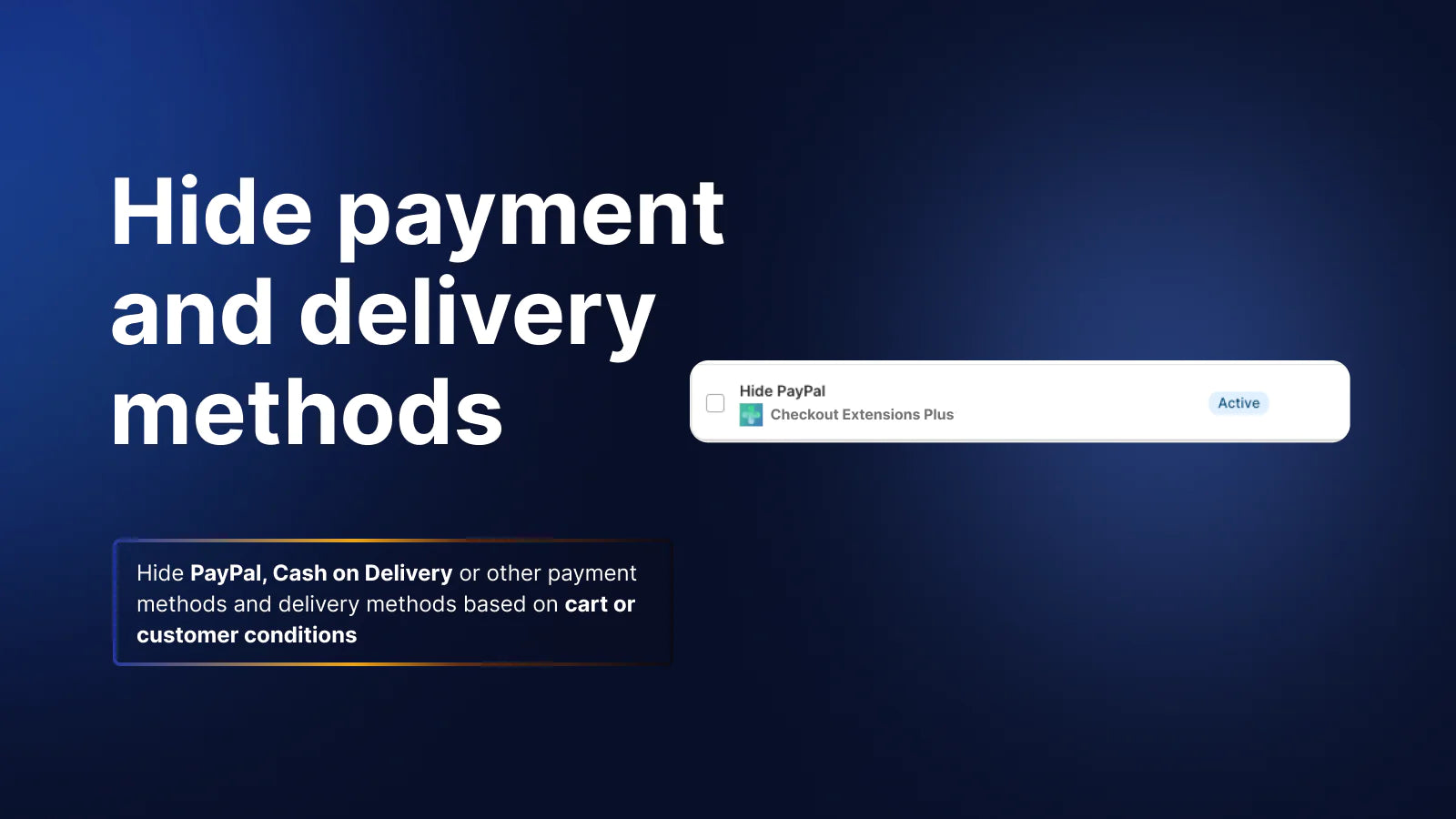 the image shows that you can hide payment and delivery methods