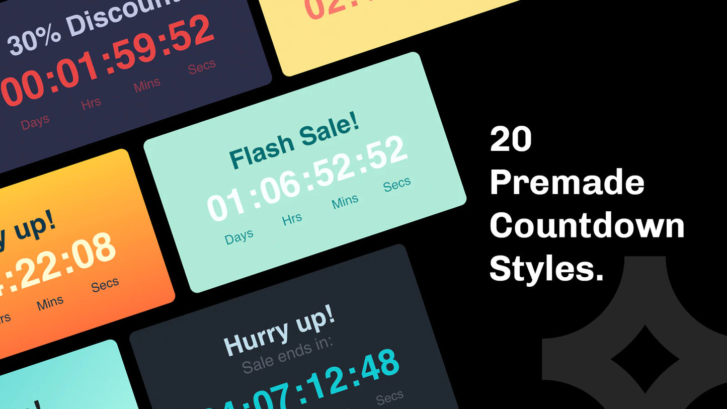 Essential Countdown Timer Bar 20 premade countdown styles to choose from.
