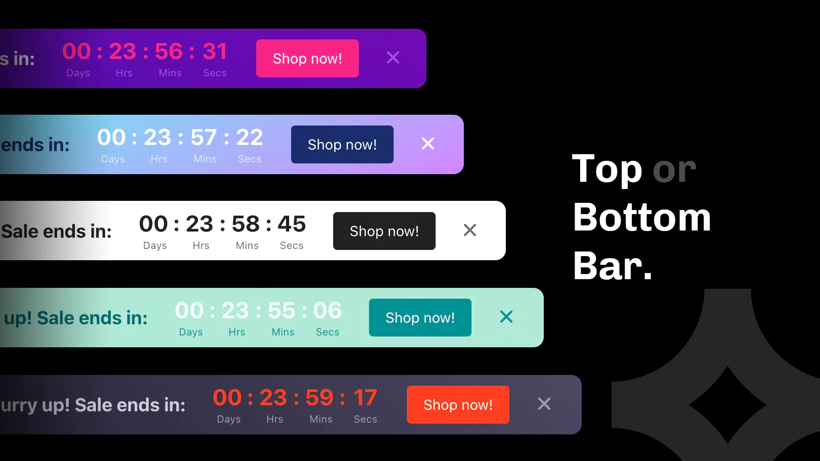 Essential Countdown Timer Bar top or bottom par designs