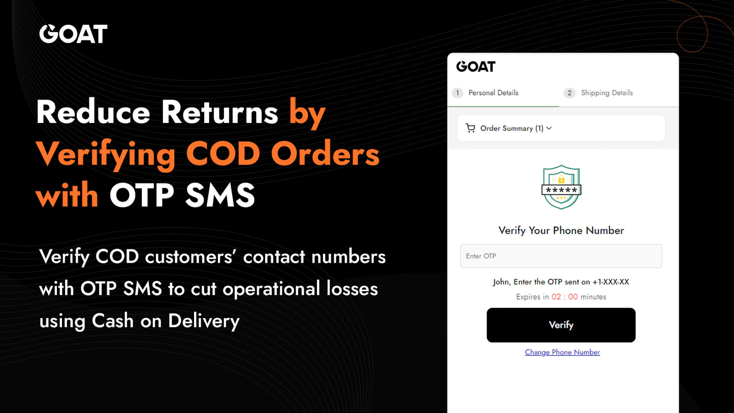 GOAT COD Forms & Upsell verify cod orders with otp sms