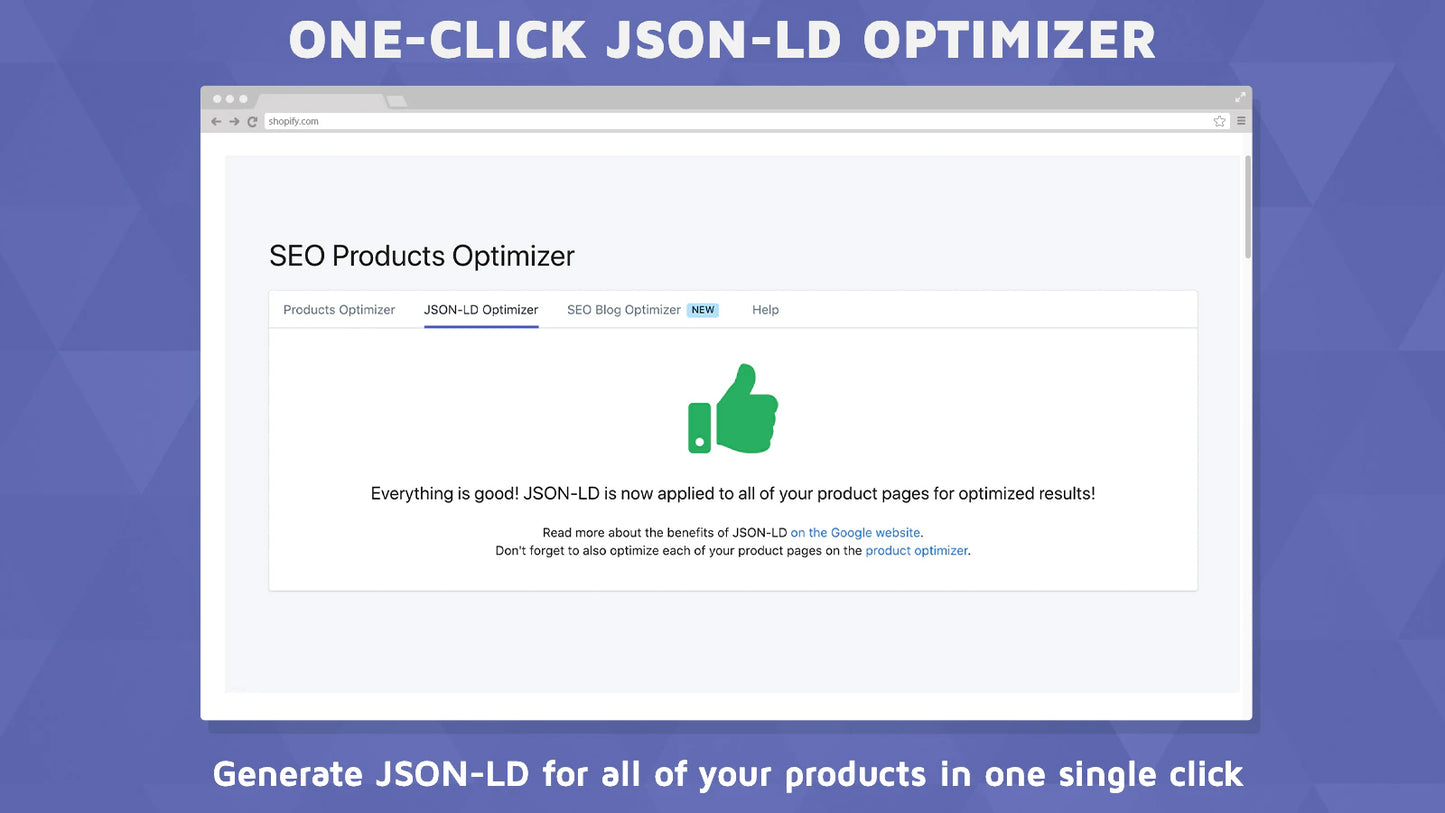 GoSEO ‑ SEO Products Optimizer one click JSON-LD optimizer to generate for all your products