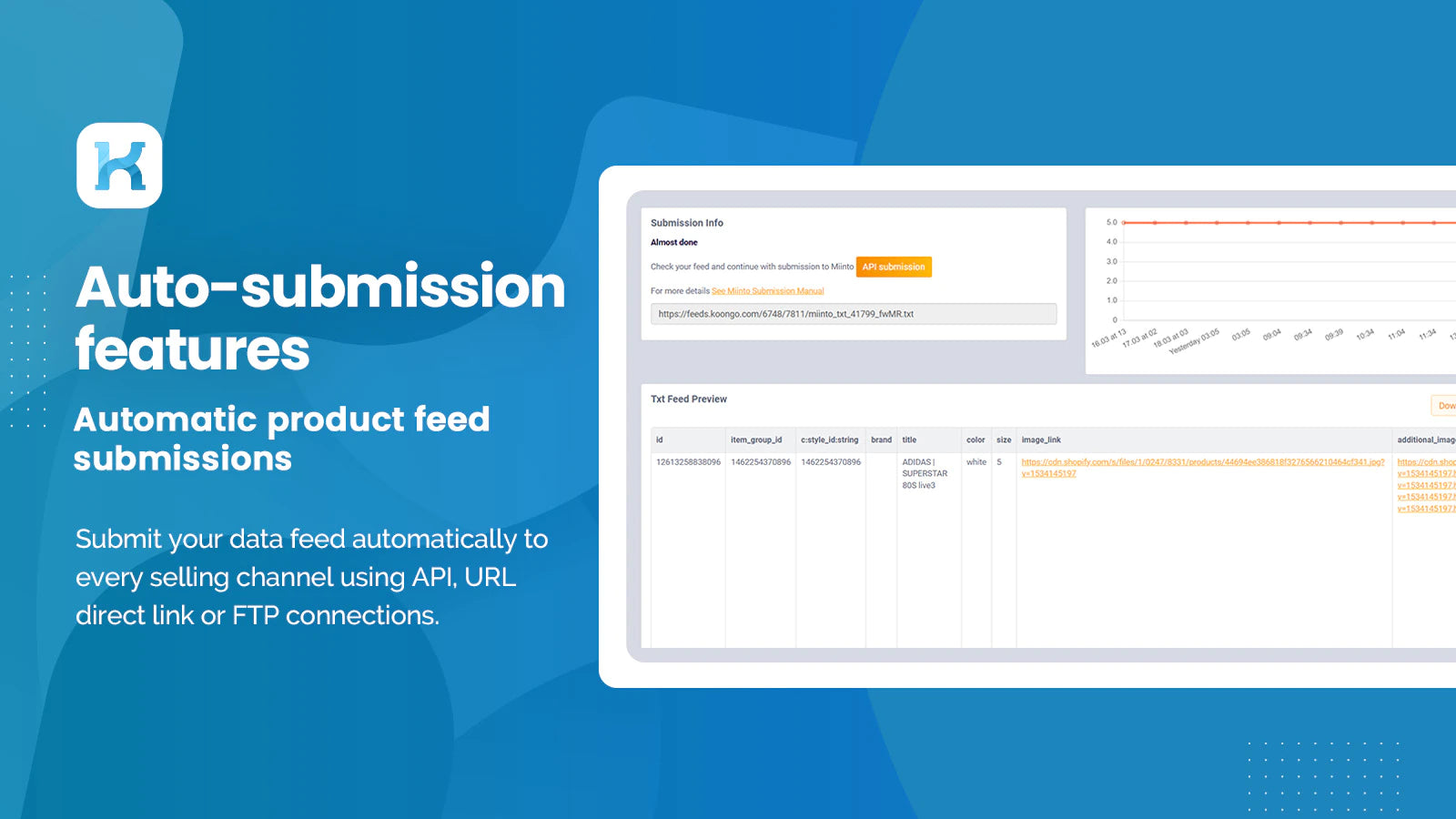 the image shows that you can do automatic product feed submissions