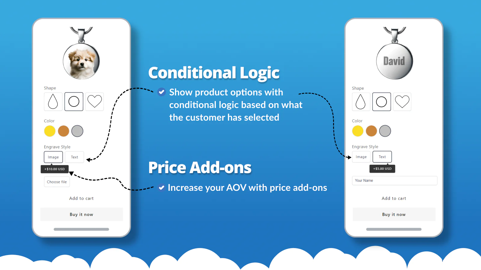 Live Product Options conditional logic and price add-ons