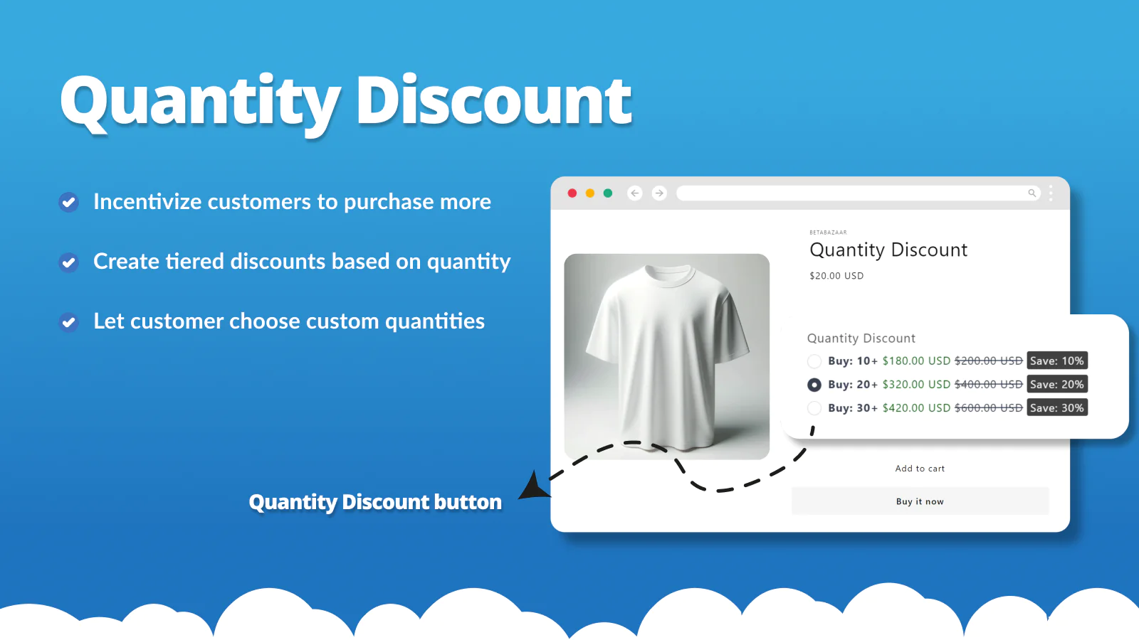 Live Product Options quantity discount option page