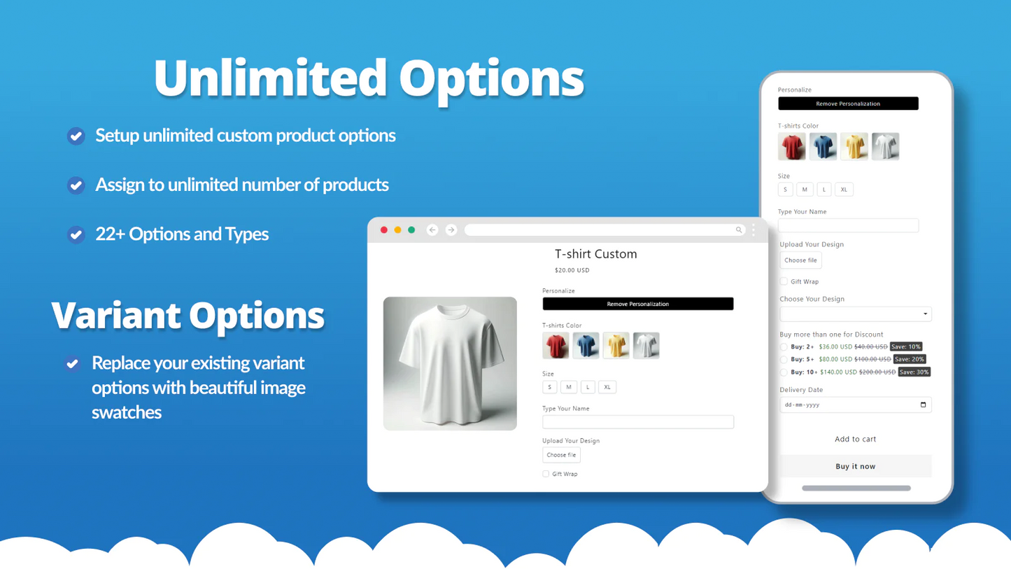 Live Product Options custom variant options
