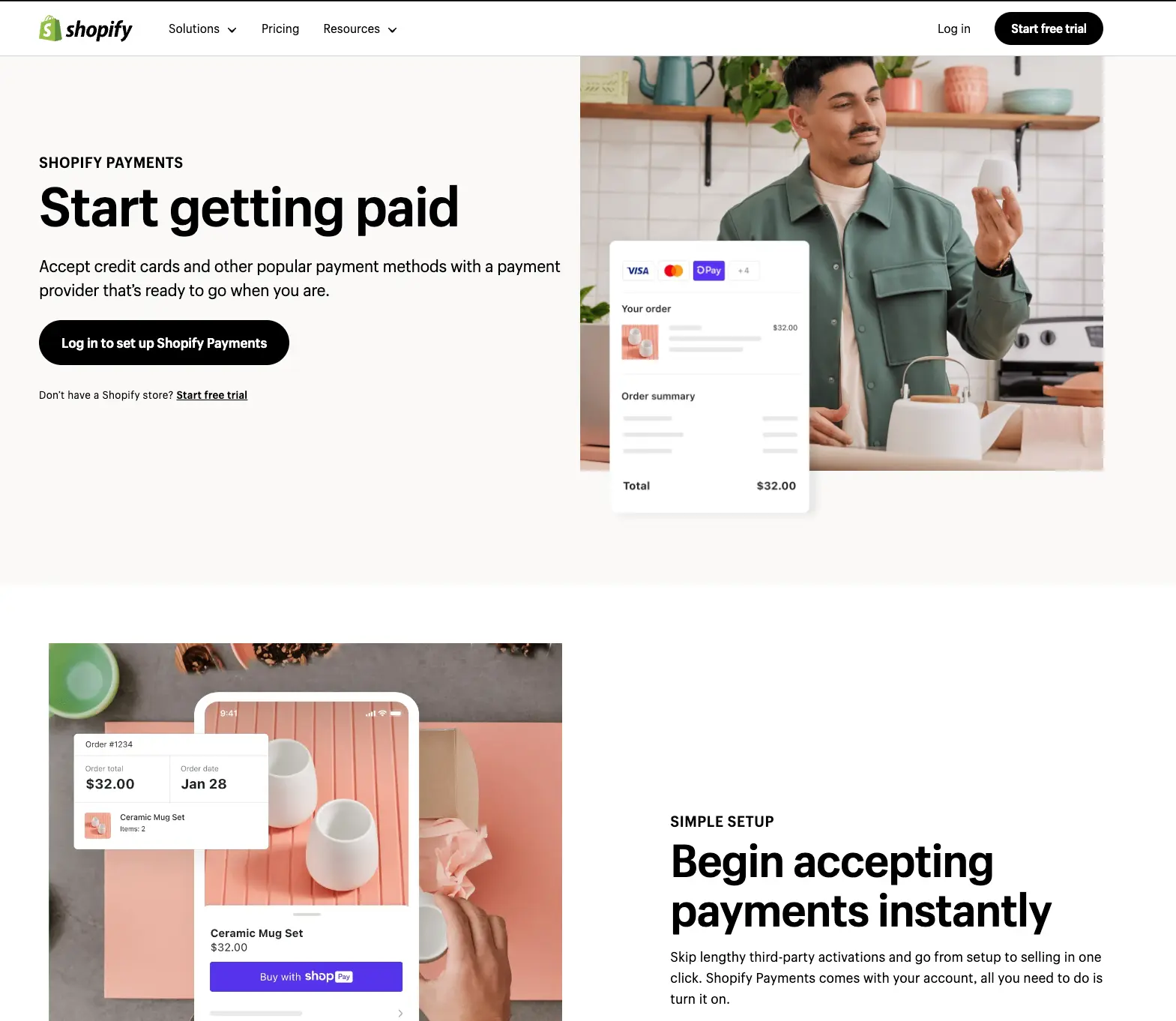 screenshot showing Shopify home page