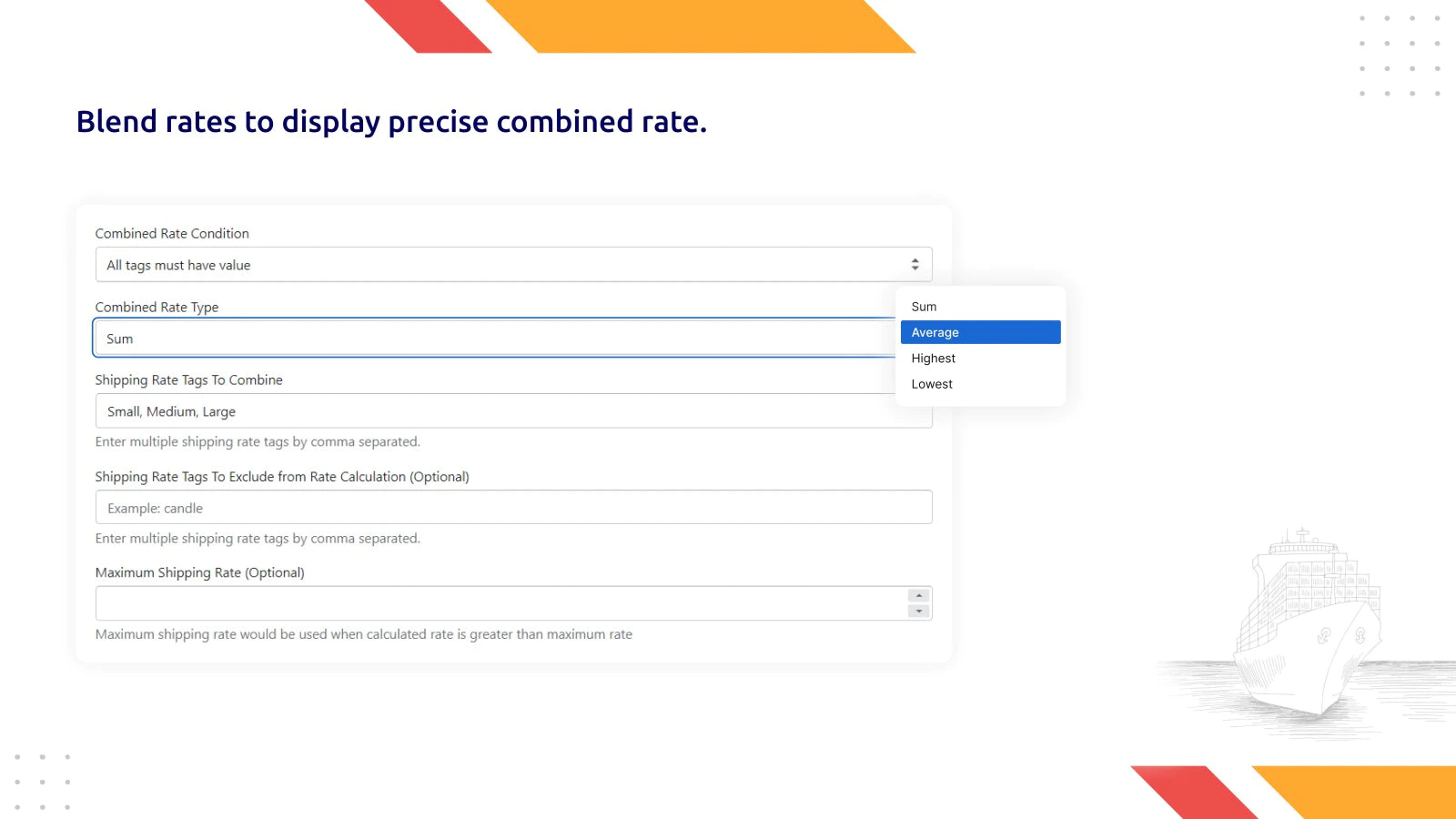 Shipping Rates - Shipeasy you can have blend rates to display with precise combined rate