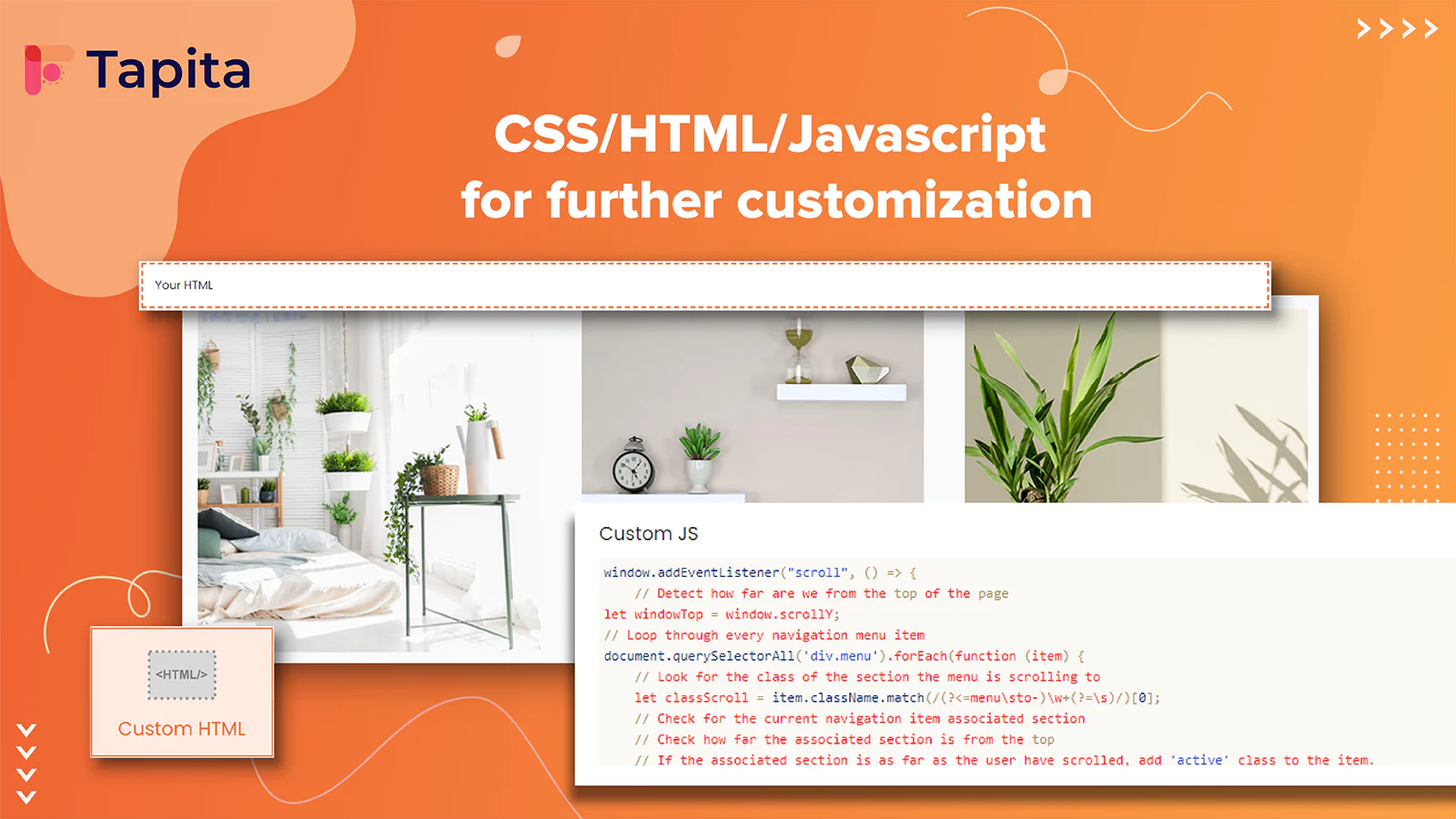 Tapita Landing Page Builder custom code for further customization