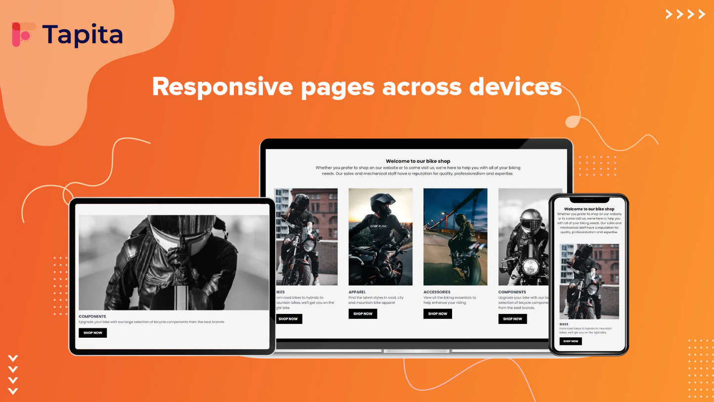 Tapita Landing Page Builder responsive pages across different devices