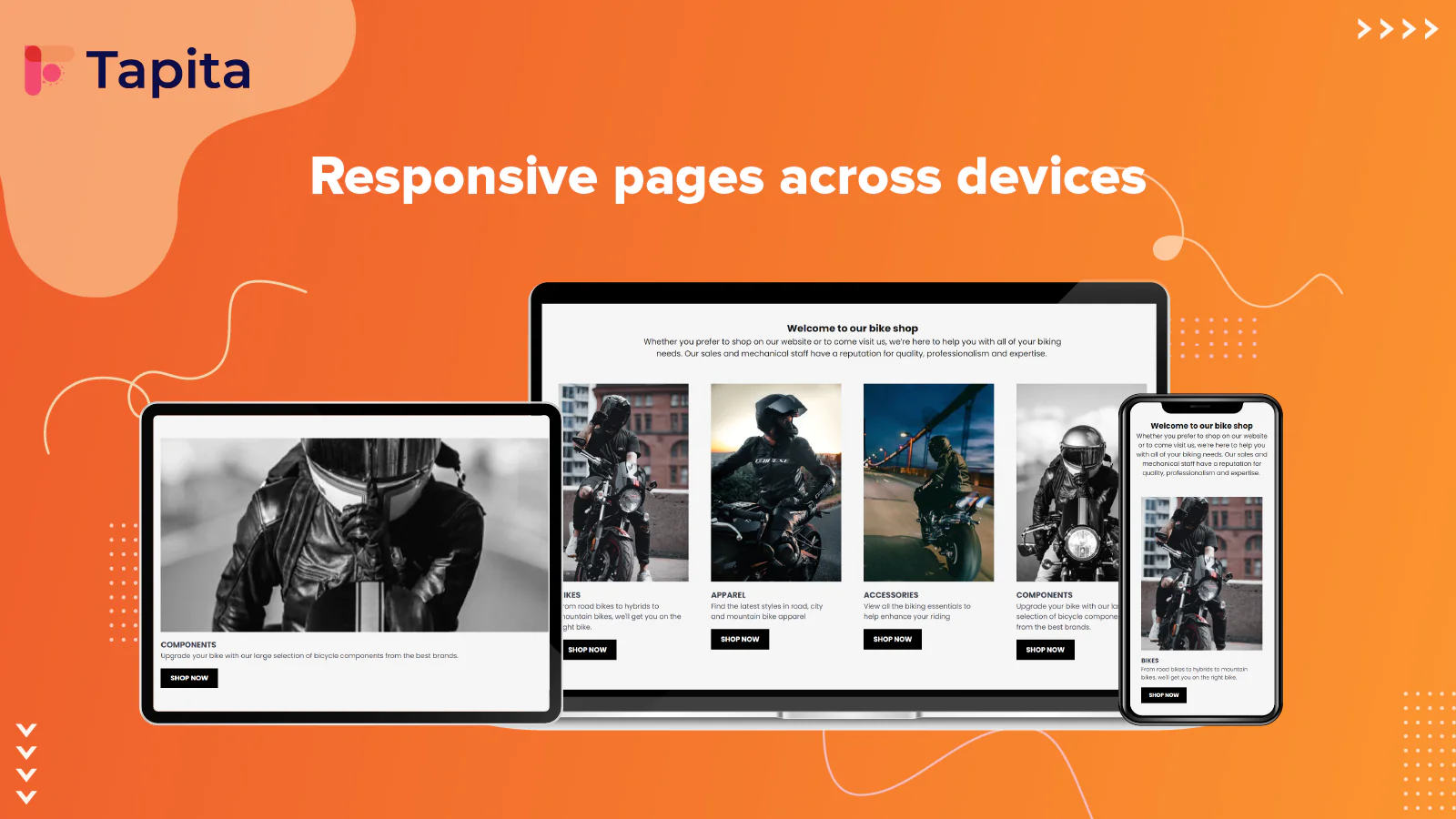 Tapita Landing Page Builder responsive pages across different devices