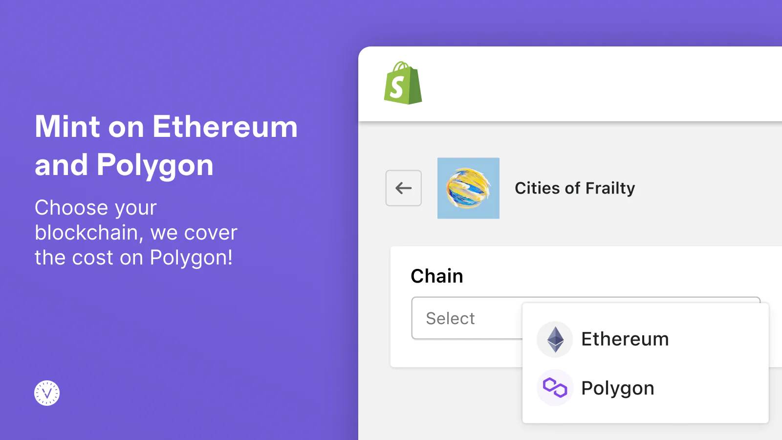 The image shows that you can choose your blockchain