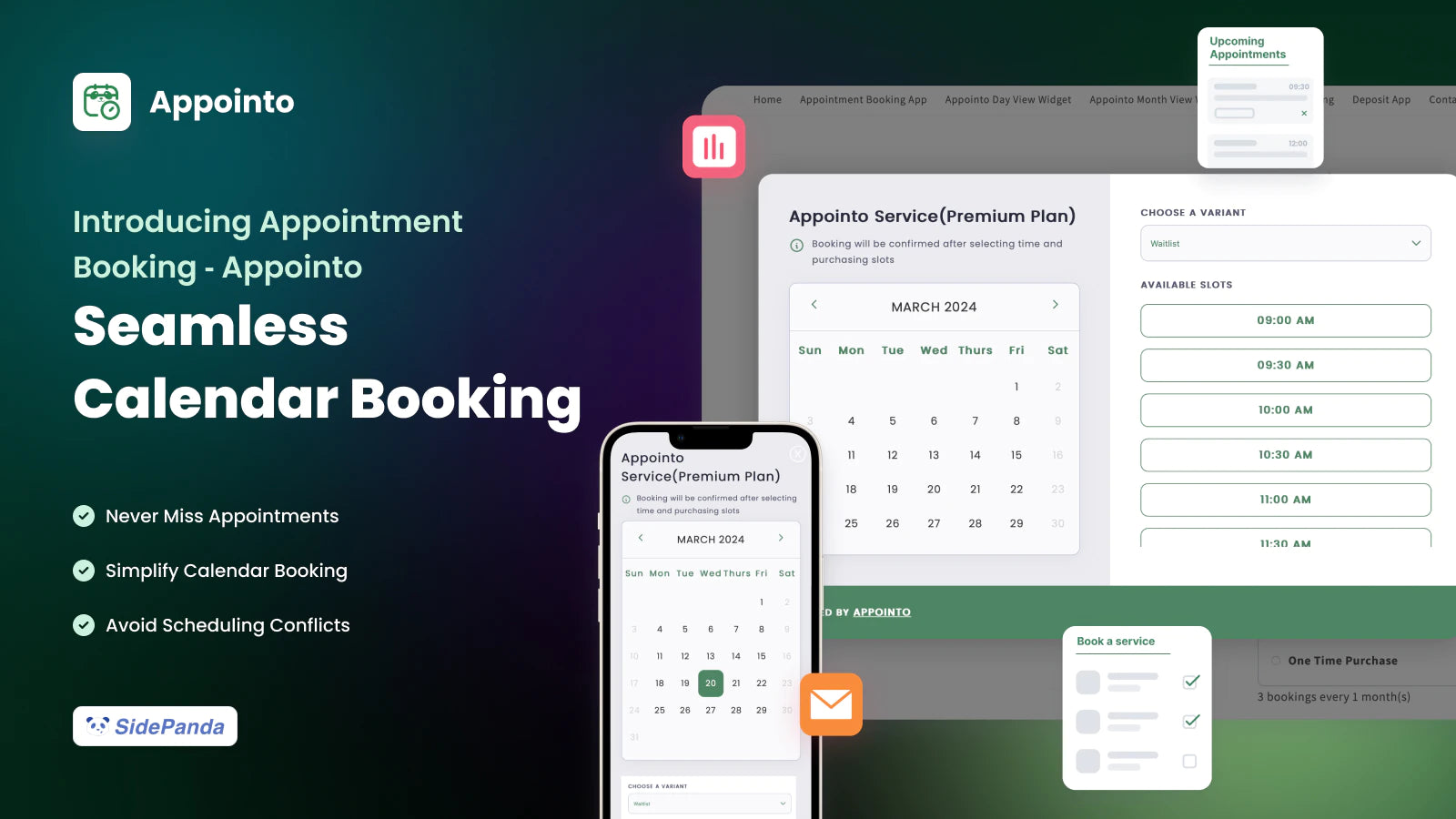 appointo app showing the calendar booking options
