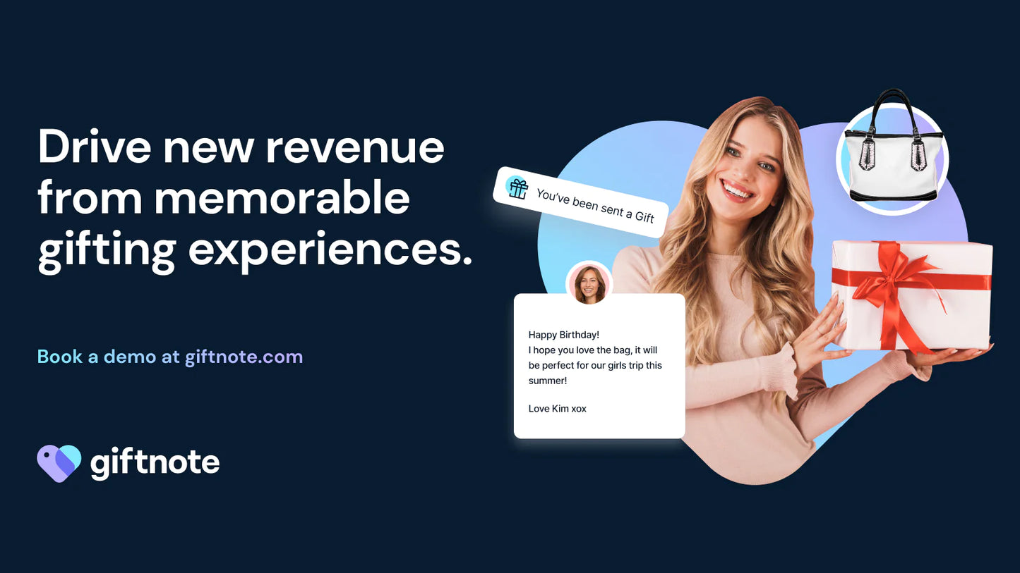 Giftnote automates gifting experience drive new customer revenue digital gift messaging Shopify 