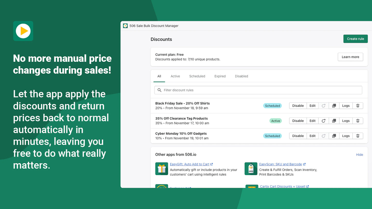 percentage price discounts fixed discount bulk editor schedule discounts sales start dates times 