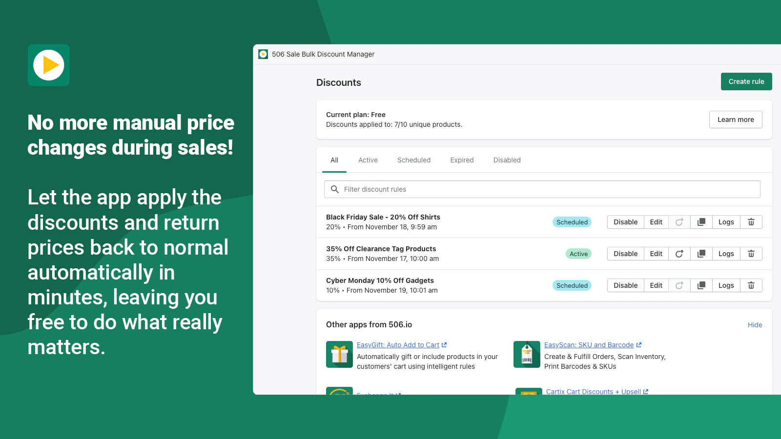 percentage price discounts fixed discount bulk editor schedule discounts sales start dates times 