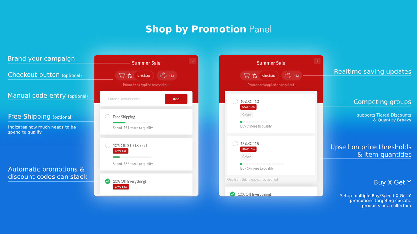 Stackable combine multiple promotions automatic discounts